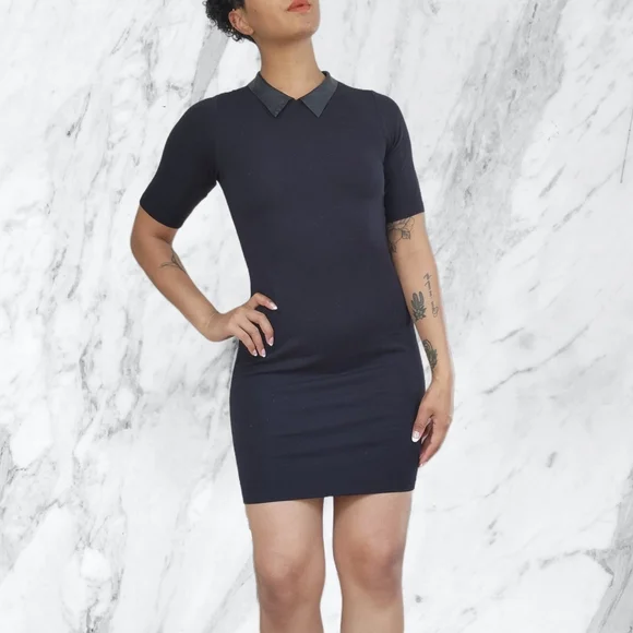 chinese dress ladies STRUCTURED PU LEATHER WITH ACCENT LACE MINI DRESS